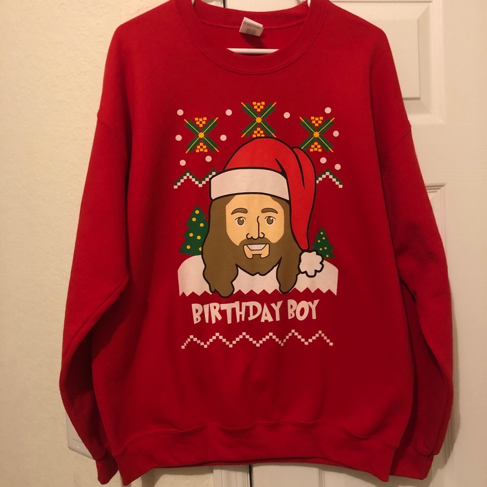 Ugly Christmas Sweater M Birthday BoyJesus Size L